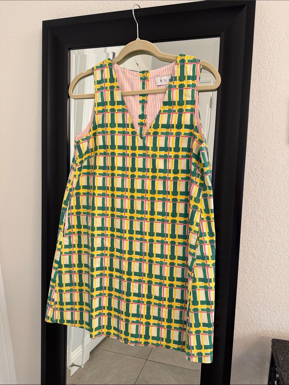 BURU Yellow & Green Plaid Sleeveless Dress